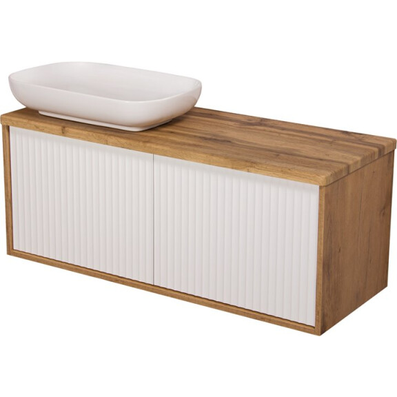 Szafka łazienkowa wisząca z umywalką dąb naturalny/biały mat 120 cm Venus Gante