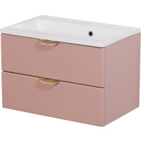 Szafka łazienkowa pudrowy róż z umywalką złoty uchwyt 60 cm Magnolia Gante