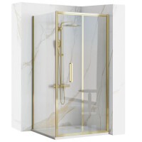 Złota kabina prysznicowa narożna drzwi składane 90x80 Rapid Fold Gold Rea