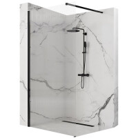 Czarna ścianka prysznicowa walk-in 120 cm Aero Intimo Black Mat Rea