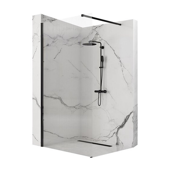 Czarna ścianka prysznicowa walk-in 90 cm Aero Intimo Black Mat Rea