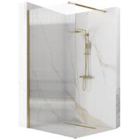 Złota szczotkowana ścianka prysznicowa walk-in 90 cm Aero Intimo Rea