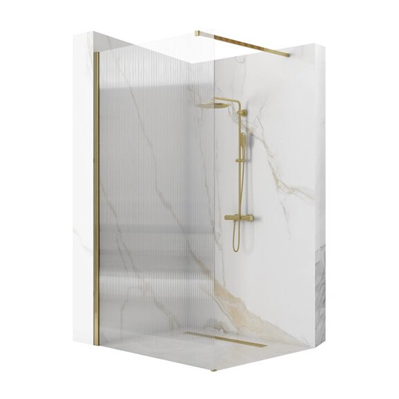 Złota szczotkowana ścianka prysznicowa walk-in 90 cm Aero Intimo Rea