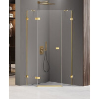 Zlota kabina pięciokątna 80x80 lewa EXK-3840 Avexa New Trendy Gold Shine