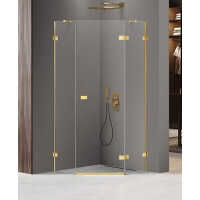 Zlota kabina pięciokątna 90x90 prawa EXK-3843 Avexa New Trendy Gold Shine