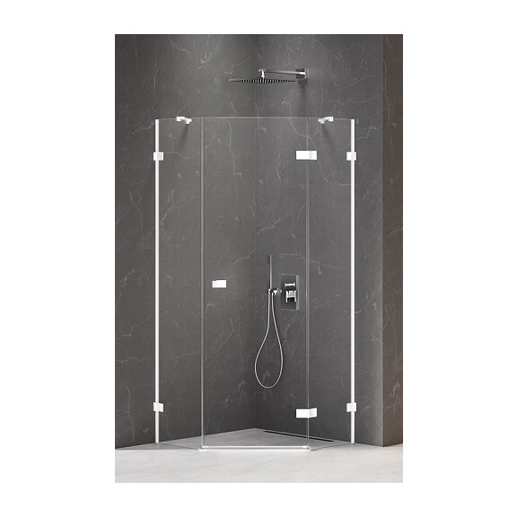 Biała kabina pięciokątna 80x80 prawa EXK-3863 Avexa New Trendy White