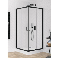 Czarna kabina prysznicowa z brodzikiem kwadratowa 80x80 ZS-0011 Suvia New Trendy