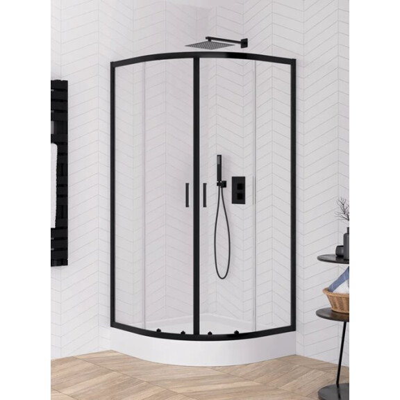 Czarna kabina prysznicowa półokrągła 80x80 K-3562 Suvia New Trendy