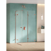 Miedziana kabina przyścienna z bocznym wejściem 90x90 EXK-6505 Eventa Copper Shine New Trendy
