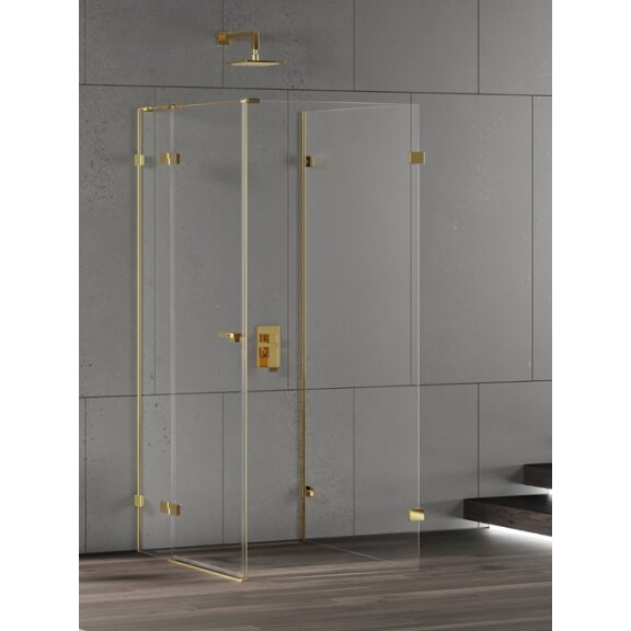 Złota kabina przyścienna z bocznym wejściem 90x100 EXK-4830 Eventa Gold Shine New Trendy