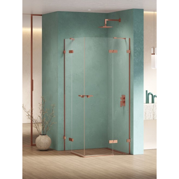 Miedziana kabina prysznicowa podwójne drzwi uchylne 80x100 EXK-6432 Eventa Copper Shine New Trendy
