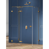 Złota szczotkowana kabina prysznicowa przyścienna lewa 110x80 cm EXK-3089 Avexa New Trendy Gold Brushed