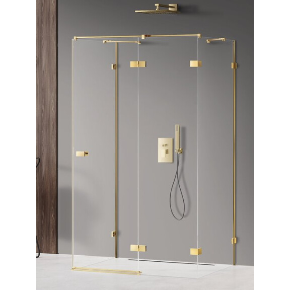 Złota kabina prysznicowa przyścienna prawa 110x100 cm EXK-2145 Avexa New Trendy Gold Shine