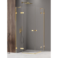 Złota kabina prysznicowa podwójne drzwi 110x110 EXK-1866 Avexa Gold Shine New Trendy