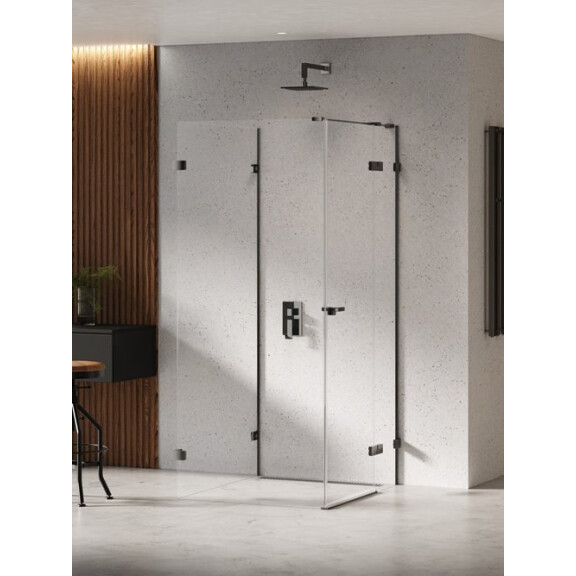 Czarna kabina przyścienna z bocznym wejściem 100x100 EXK-6289 Eventa Black Chrome New Trendy
