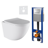 Zestaw podtynkowy stelaż CERSANIT MITO 40 MECH + miska PURO-WH-03 + przycisk ENTER II chrom