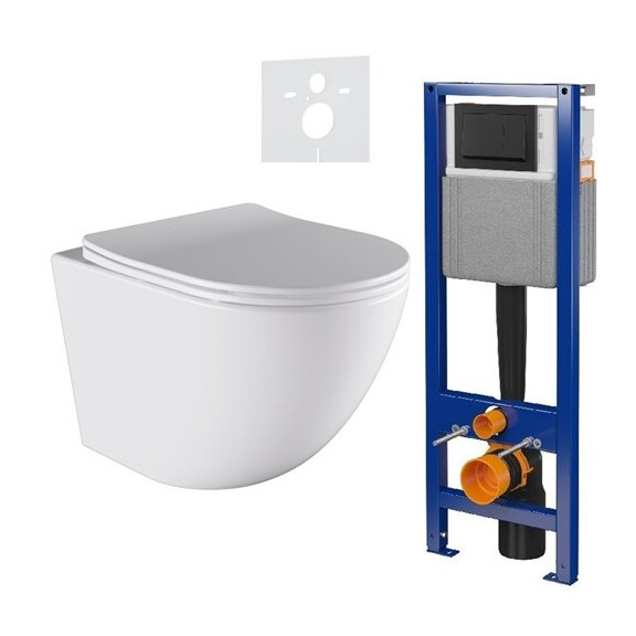 Zestaw podtynkowy stelaż CERSANIT MITO 40 MECH + miska PURO-WH-03 + przycisk ENTER II czarny mat