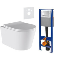 Zestaw podtynkowy stelaż CERSANIT MITO 40 MECH + miska ELITE-WH-03 + przycisk ENTER II chrom