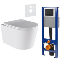 Zestaw podtynkowy stelaż CERSANIT MITO 40 MECH + miska ELITE-WH-03 + przycisk ENTER II czarny mat