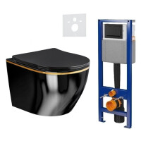 Zestaw podtynkowy stelaż CERSANIT MITO 40 MECH + MIZU-BL-GL-RIM-03 + przycisk ENTER II czarny mat