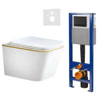 Zestaw podtynkowy stelaż CERSANIT MITO 40 MECH + miska RAIN-WH-GL-RIM-03 + przycisk ENTER II czarny mat