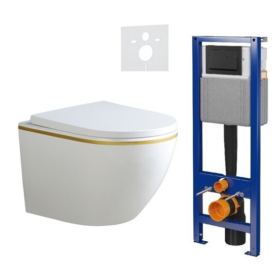 Zestaw podtynkowy stelaż CERSANIT MITO 40 MECH + miska PEAK-WH-GL-RIM-02 + przycisk ENTER II czarny mat