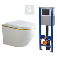 Zestaw podtynkowy stelaż CERSANIT MITO 40 MECH + miska PEAK-WH-GL-RIM-03 + przycisk ENTER II czarny mat