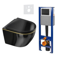 Zestaw podtynkowy stelaż CERSANIT MITO 40 MECH + miska MIZU-BL-GL-RIM-02 + przycisk ENTER II czarny mat