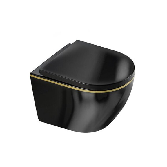 Czarna miska wc złoty rant wisząca Rimless 4.0 MIZU-BL-GL-RIM-02 Hydrosan