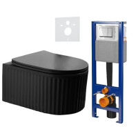 Zestaw podtynkowy stelaż CERSANIT MITO 40 MECH + miska LUMA-BL-RIM-03 + przycisk ENTER II chrom