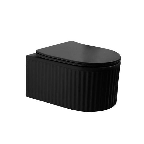 Czarna matowa ryflowana miska wc wisząca Rimless 4.0 LUMA-MTB-RIM-03 Hydrosan