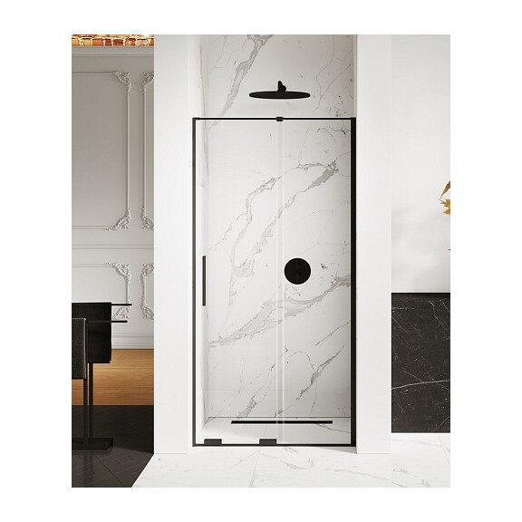 Smart New Trendy Black czarne drzwi prysznicowe wnękowe rozsuwane 110 cm EXK-4110