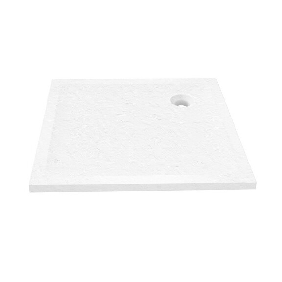 Mild Stone New Trendy B-0541 biały brodzik prysznicowy kwadratowy 80x80 cm niski struktura kamienia