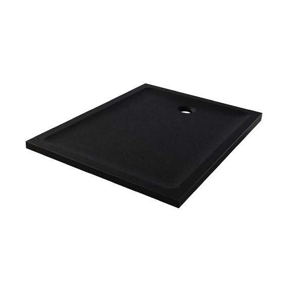 Czarny brodzik prysznicowy prostokątny 90x110 cm Mild Stone New Trendy B-0597 struktura kamienia