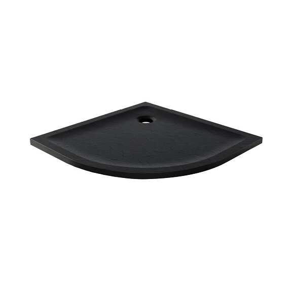 Mild Stone New Trendy B-0580 czarny brodzik prysznicowy półokrągły 90x90 cm niski struktura kamienia