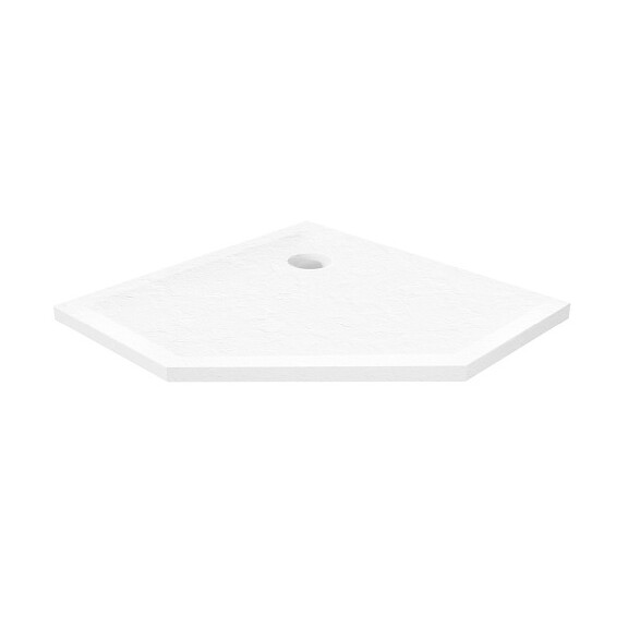 Mild Stone New Trendy B-0540 biały brodzik prysznicowy pięciokątny 90x90 cm niski struktura kamienia
