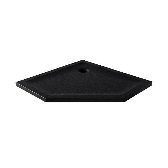 Mild Stone New Trendy B-0581 czarny brodzik prysznicowy pięciokątny 80x80 cm struktura kamienia