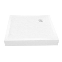 Biały brodzik prysznicowy kwadratowy 90x90 cm struktura kamienia Mild Stone New Trendy B-0521
