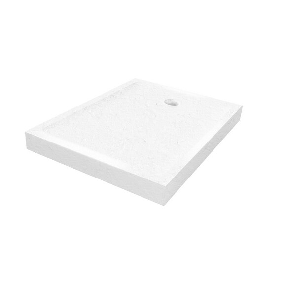 Biały brodzik prysznicowy prostokątny 70x120 cm struktura kamienia Mild Stone New Trendy B-0526