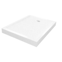 Biały brodzik prysznicowy prostokątny 80x90 cm struktura kamienia Mild Stone New Trendy B-0527