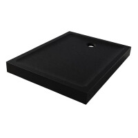 Czarny brodzik prysznicowy prostokątny 80x120 cm struktura kamienia Mild Stone New Trendy B-0572