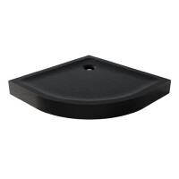 Czarny brodzik prysznicowy półokrągły 80x80 cm struktura kamienia Mild Stone New Trendy B-0558