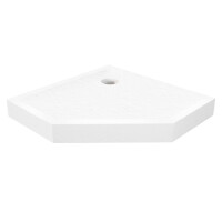 Biały brodzik prysznicowy pięciokątny 80x80 cm struktura kamienia Mild Stone New Trendy B-0518
