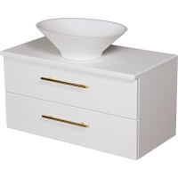 Szafka wisząca biały mat z umywalką nablatową 80 cm Belli Gold Gante