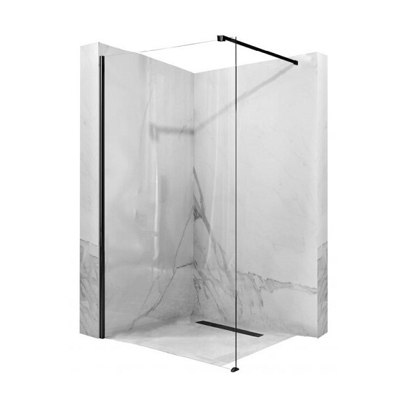 Czarna ścianka prysznicowa walk-in 120 cm Aero Black Mat Rea
