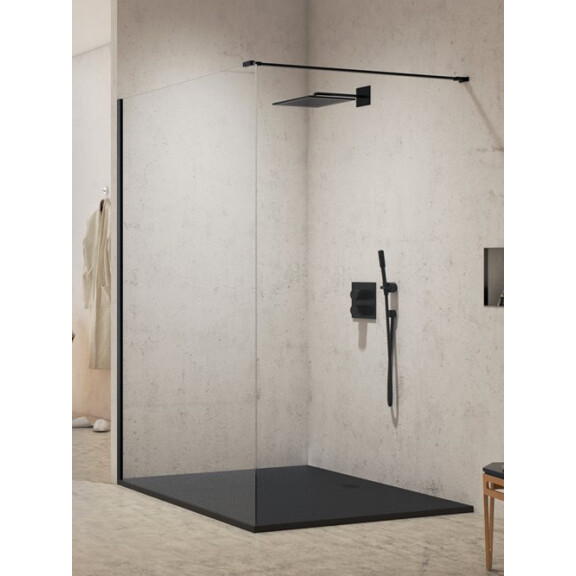 Ścianka prysznicowa rozmiar 140 cm czarne wykończenie profili EXK-0063 New Modus Black