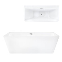 Wanna akrylowa, przyścienna wolnostojąca Iseo Corsan 150 cm korek klik-klak chrom
