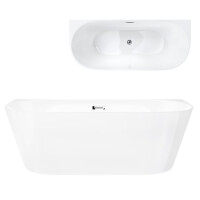 Wanna akrylowa, przyścienna wolnostojąca Mono Corsan 150 cm korek klik-klak chrom