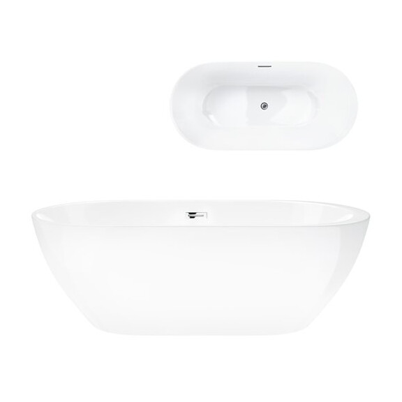 Wanna akrylowa, wolnostojąca Reno Corsan 170 cm korek klik-klak chrom