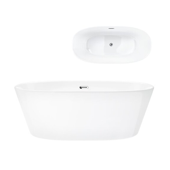 Wanna akrylowa, wolnostojąca Salina Corsan 160 cm korek klik-klak chrom